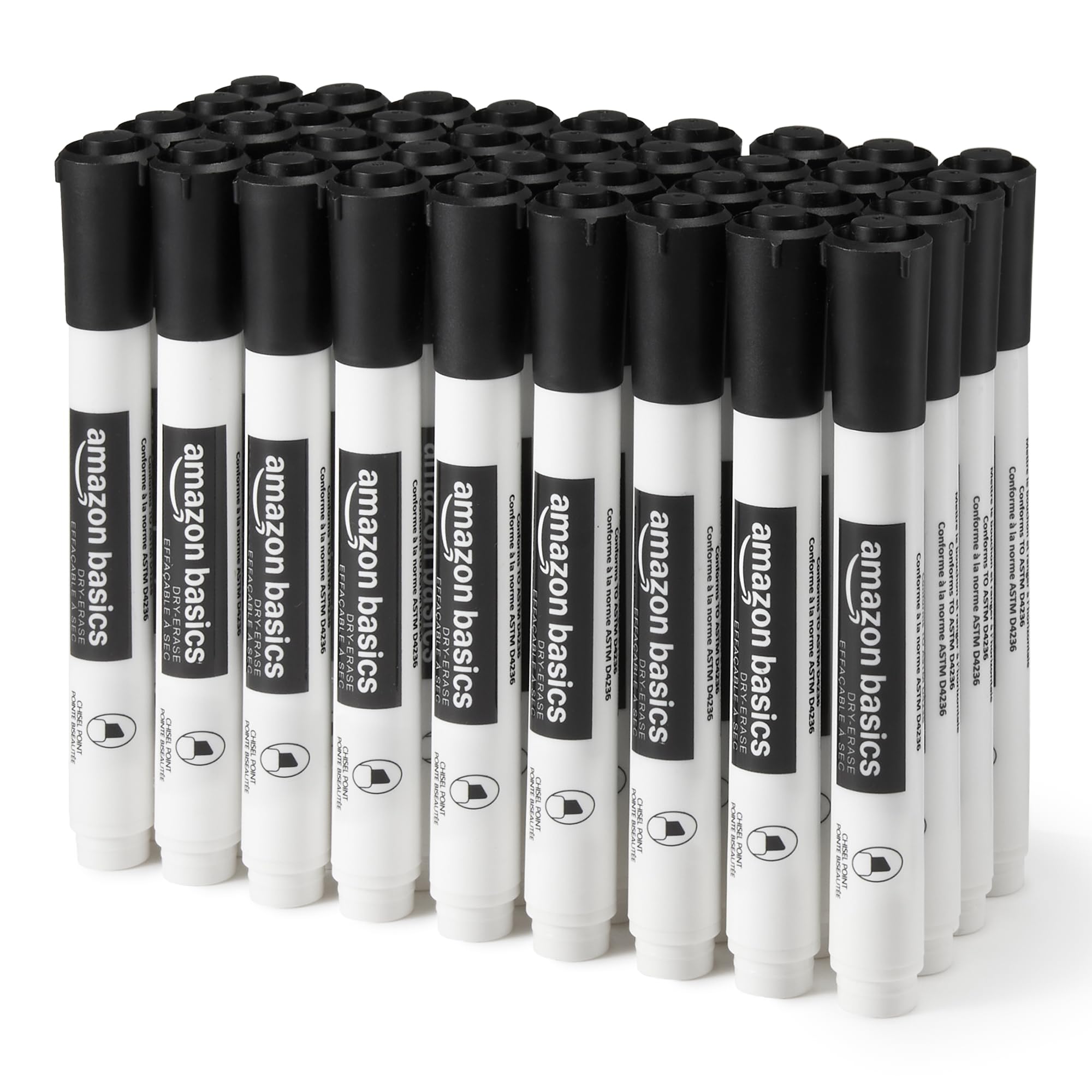 Amazon Basics Pennarelli Lavagna Bianca 12 Colori x36 Punta a Scalpello