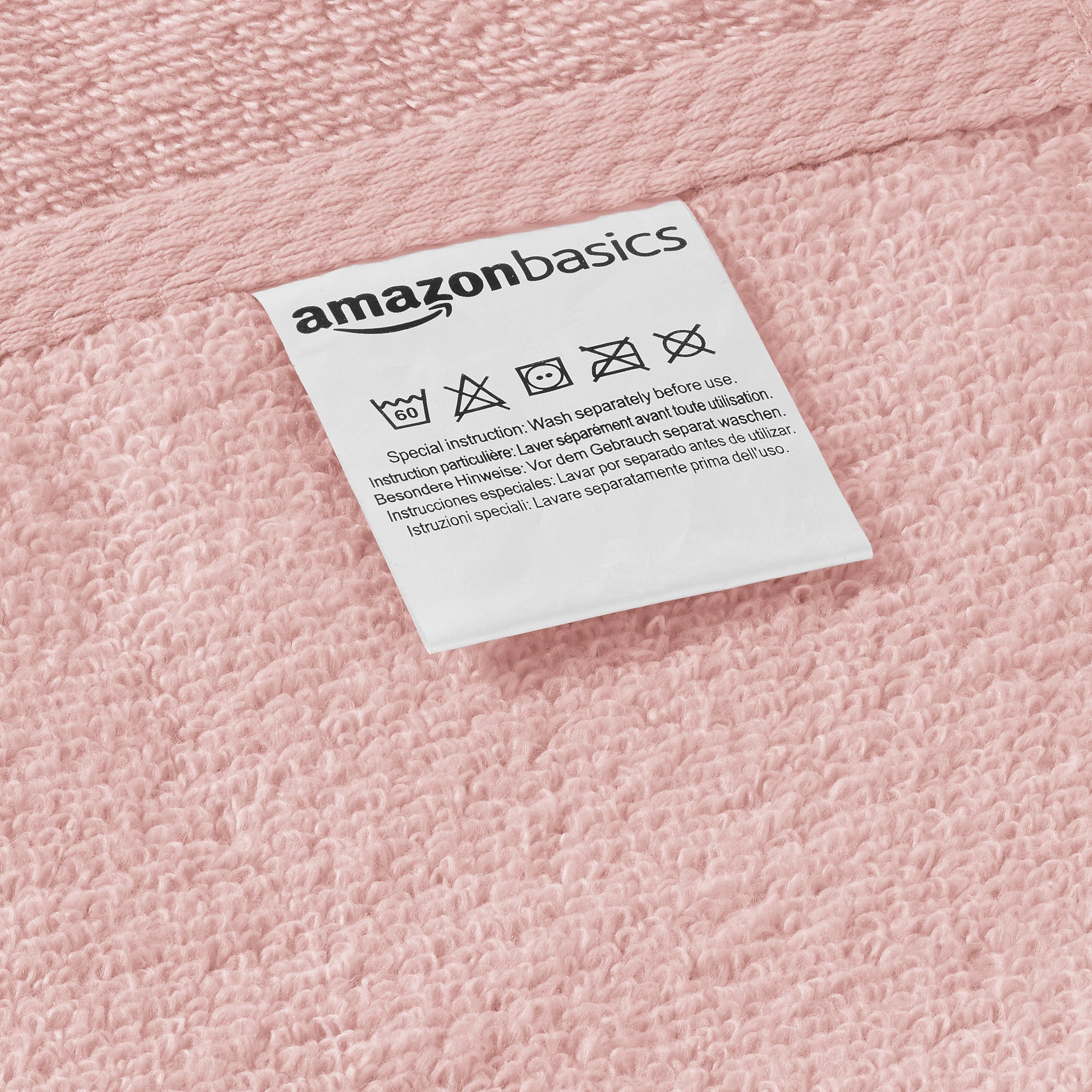 Amazon Basics Set Asciugamani 6 Pezzi Rosa Petalo Cotone