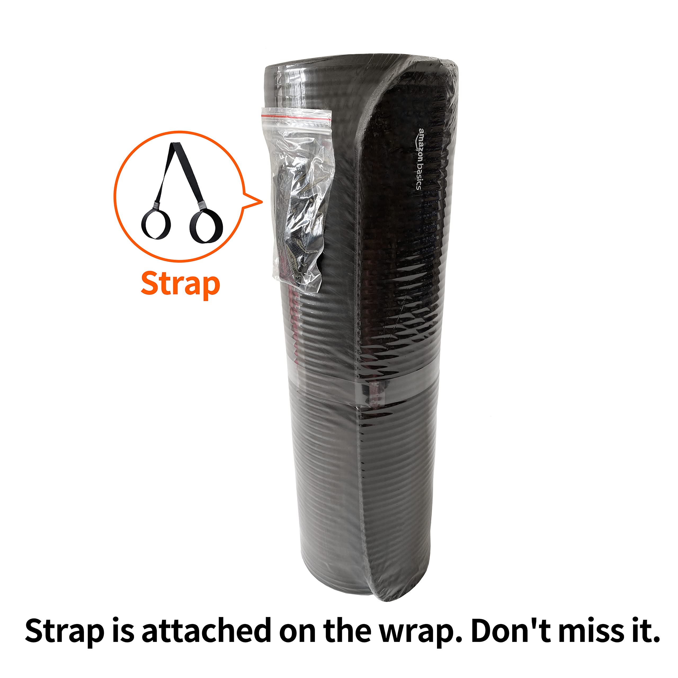 Amazon Basics Tappetino Yoga Nero Spesso 1,27 cm con cinghia