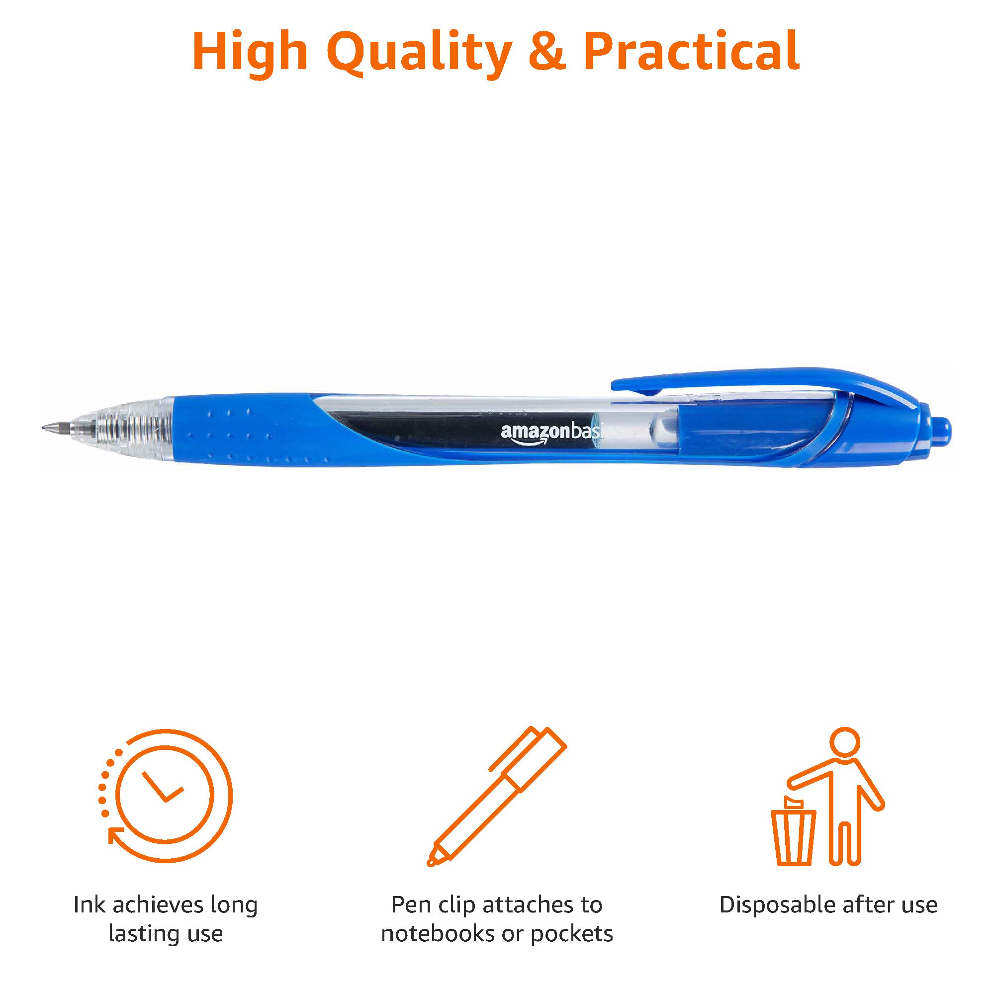 AmazonBasics Penne Gel Blu 0,7 mm 12 Pezzi Asciugatura Rapida
