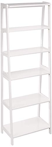 Amazon Basics Libreria 5 Ripiani Legno Massello Bianco 189 cm