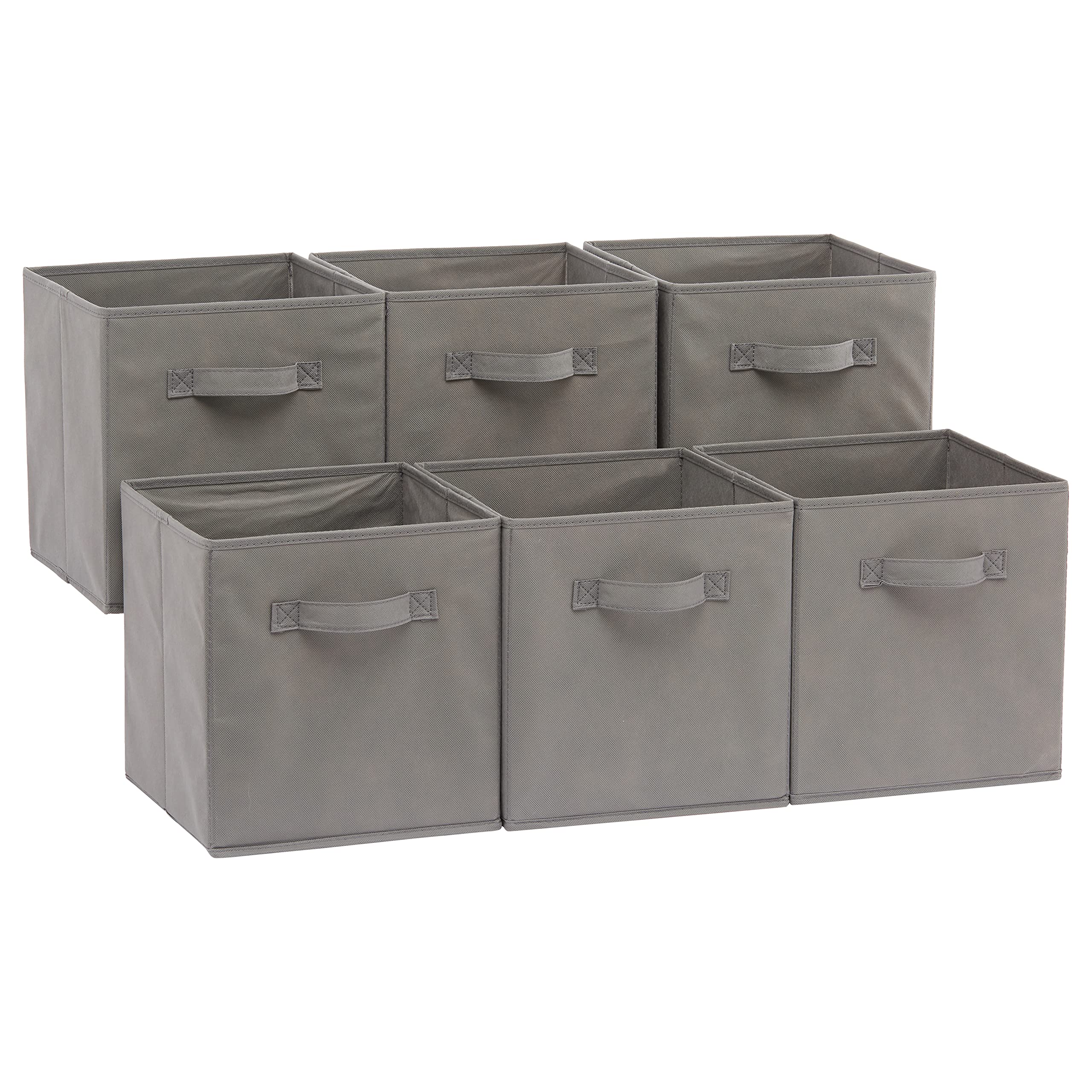 Amazon Basics Cubo Organizer Pieghevole Tessuto Grigio 27 cm 6 Pezzi