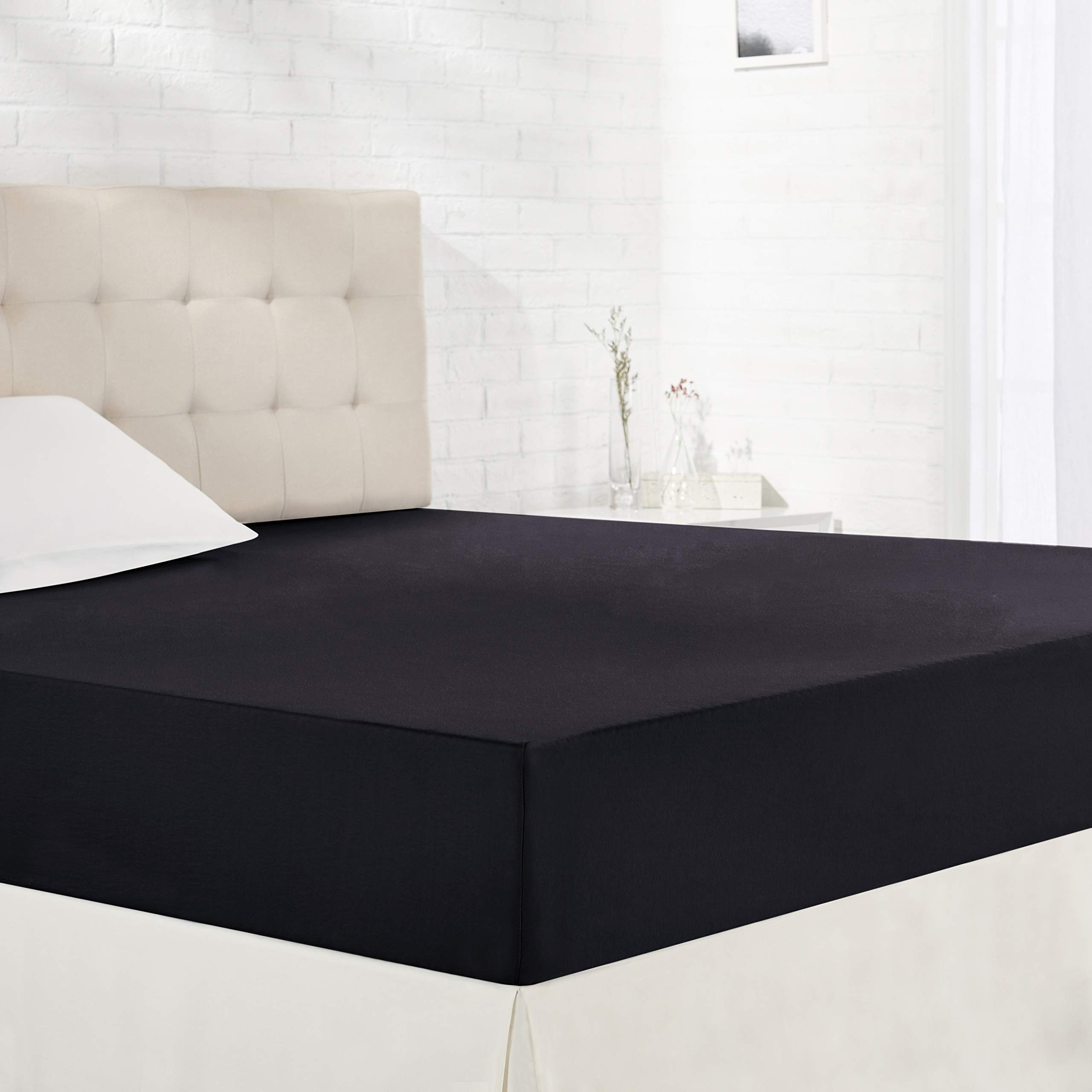 Amazon Basics lenzuolo con angoli jersey nero 180x200 cm