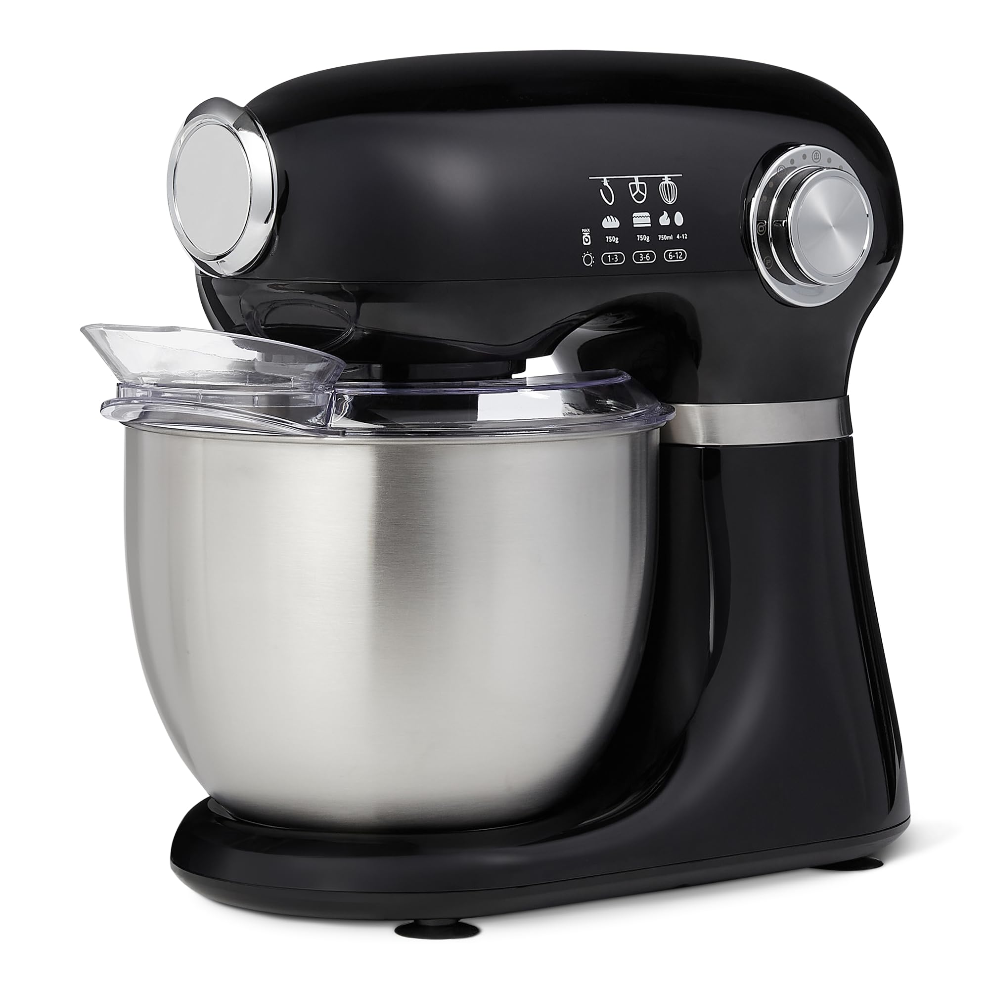 Amazon Basics Mixer Planetaria 5L 1000W 12 Velocità Nero con Ciotola