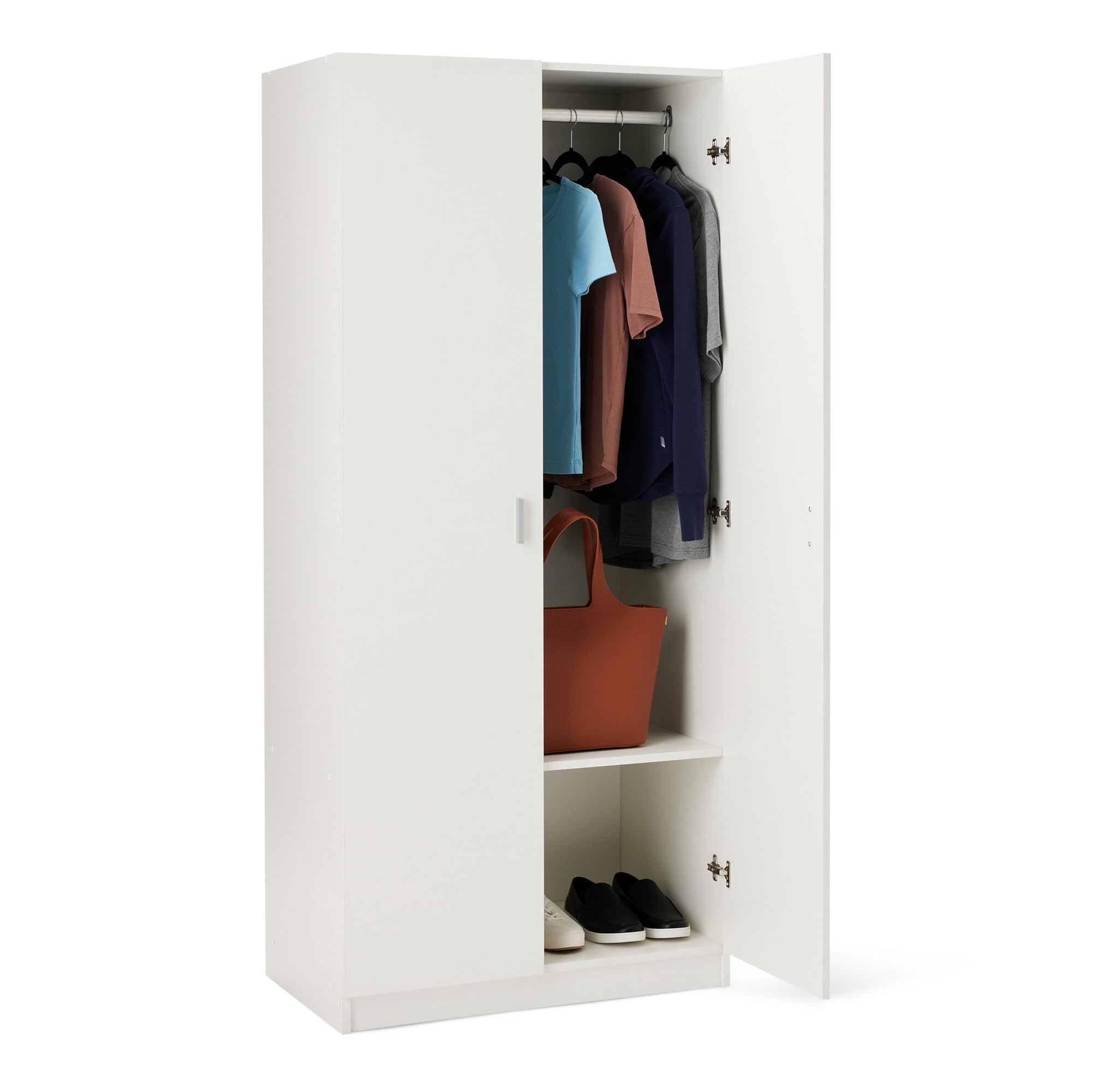 AmazonBasics Guardaroba Legno 2 Ante Bianco 80x180 cm