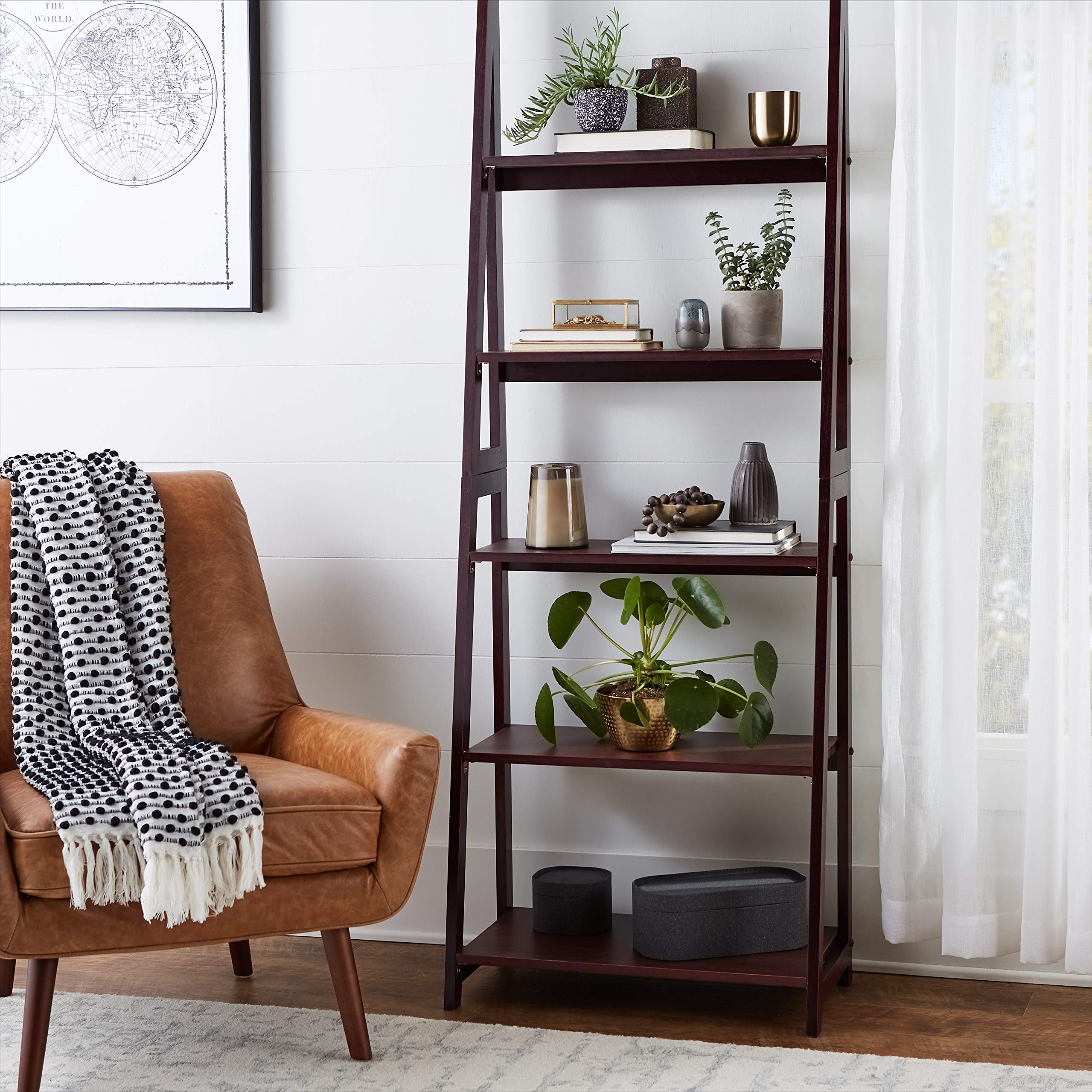 AmazonBasics Libreria Scala 5 Ripiani Legno Noce