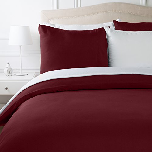 AmazonBasics Set Copripiumino Microfibra Bordeaux Matrimoniale