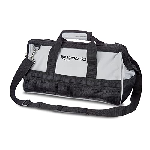 Amazon Basics Borsa Portautensili 40,6 cm Nero Grigio 26 Tasche