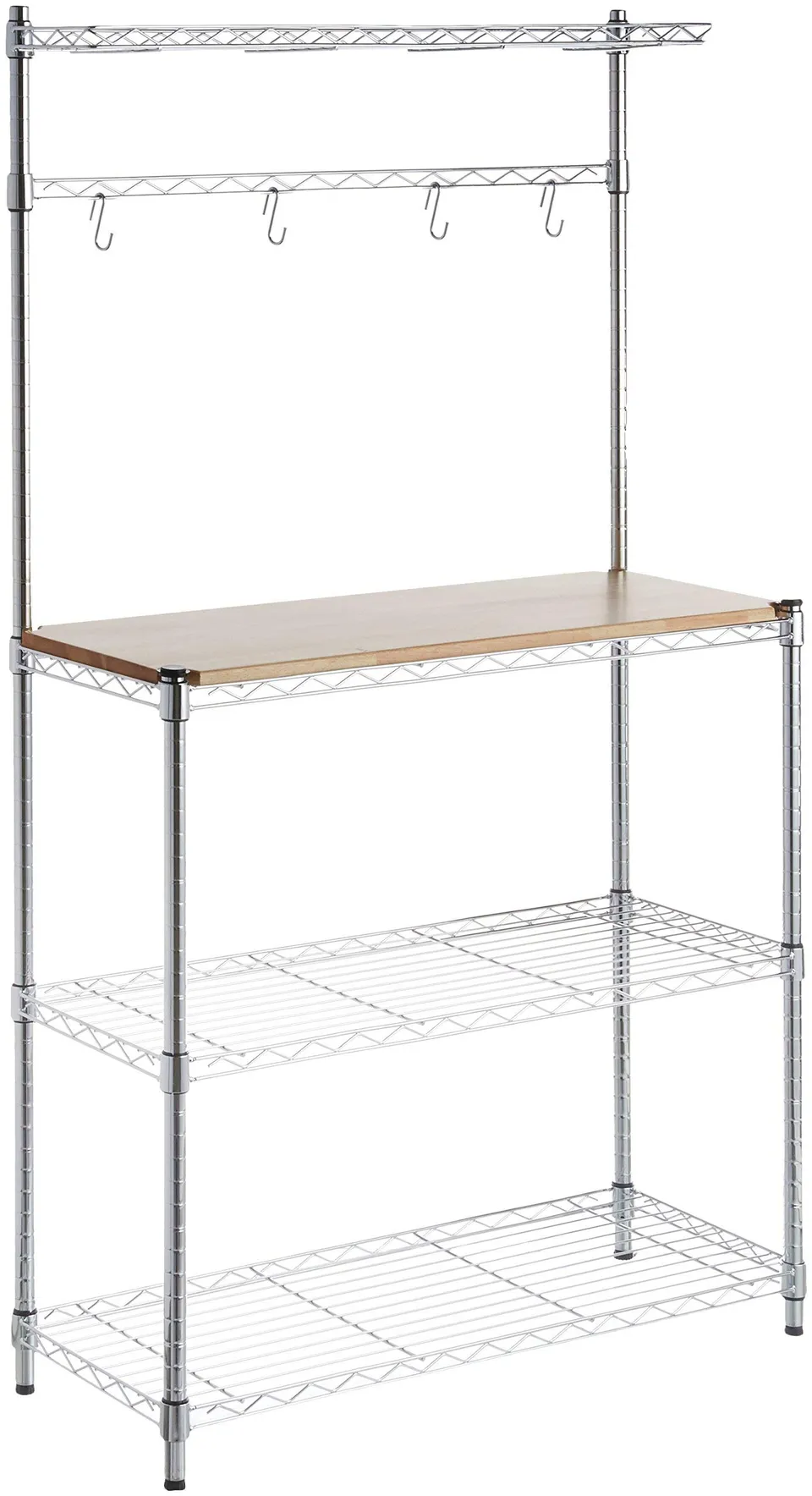AmazonBasics Scaffale 3 Ripiani Legno Cromato 91x161 cm