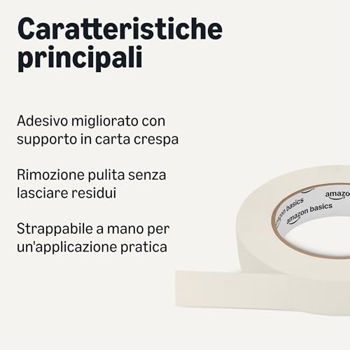 Amazon Basics nastro per mascheratura beige 2,4cm 6 rotoli
