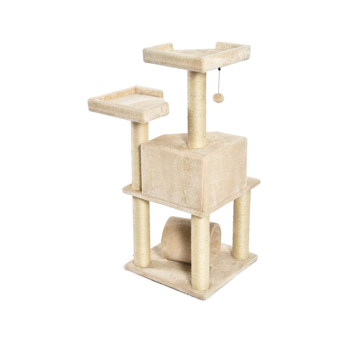 AmazonBasics Albero Tiragraffi Gatti Beige con Tunnel