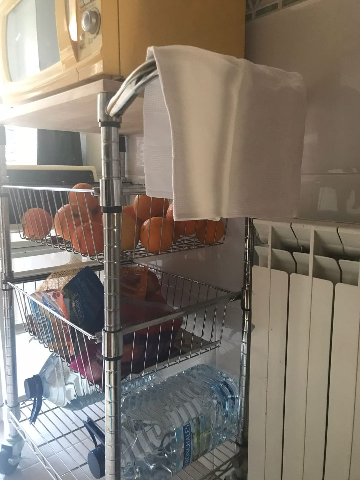 AmazonBasics Carrello cucina 3 ripiani ruote argento