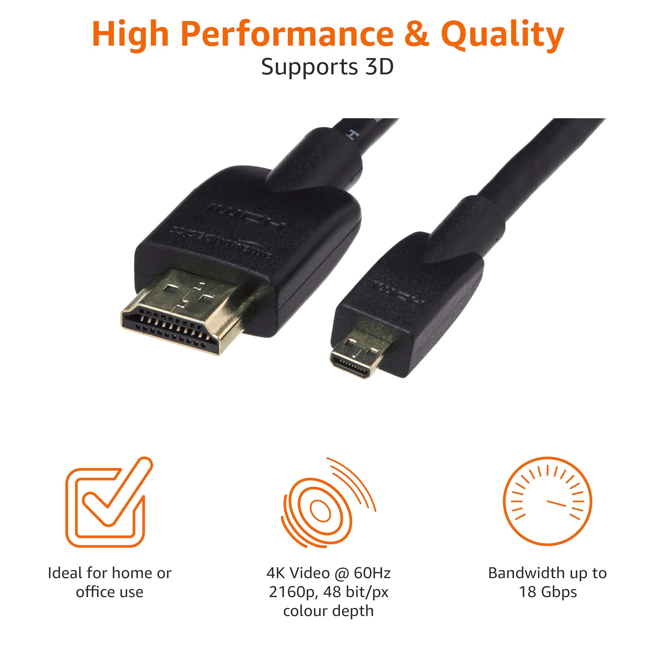 AmazonBasics Cavo Micro HDMI-HDMI 1,8 m Nero 4K