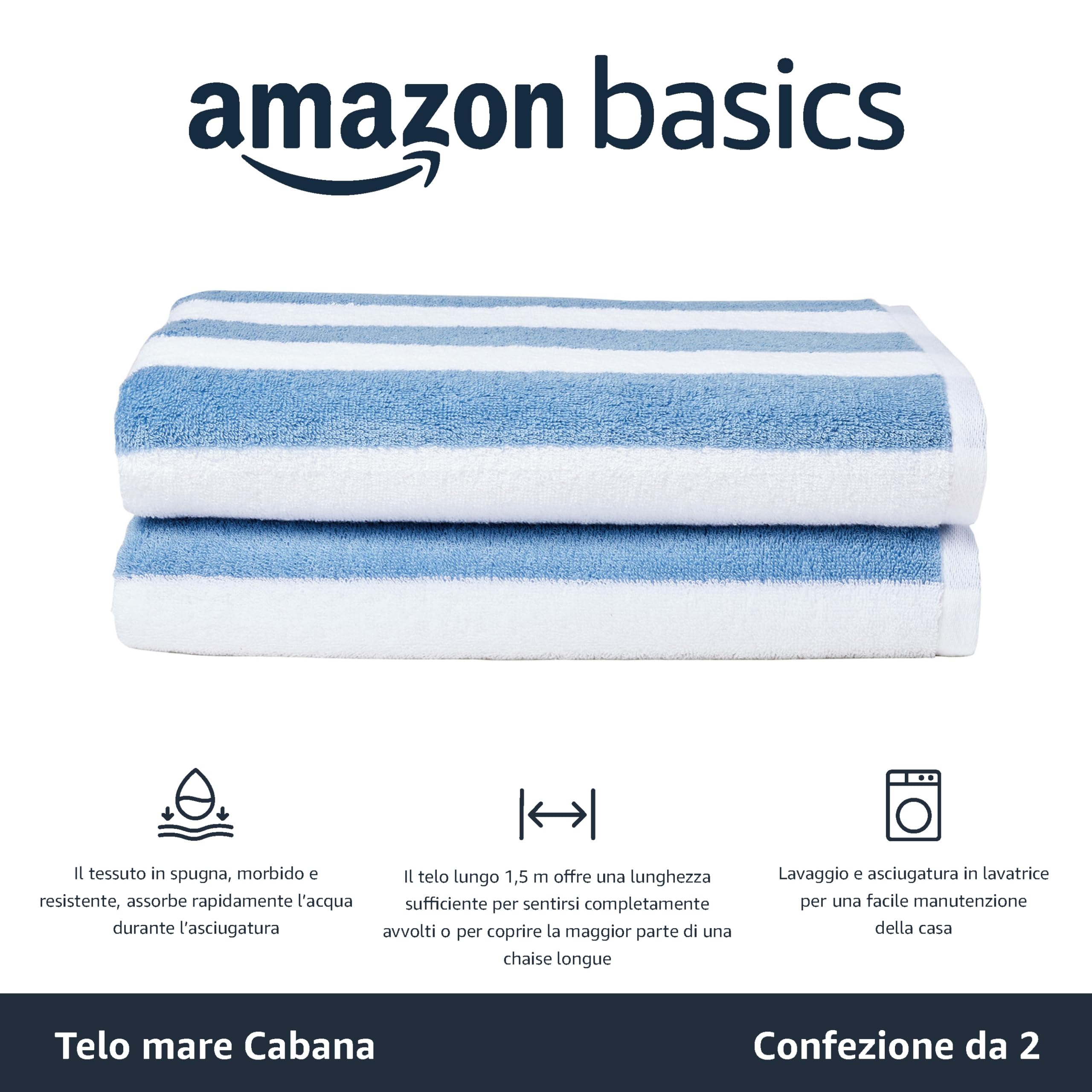 AmazonBasics Set 2 Teli Mare Cotone Celeste 76x152