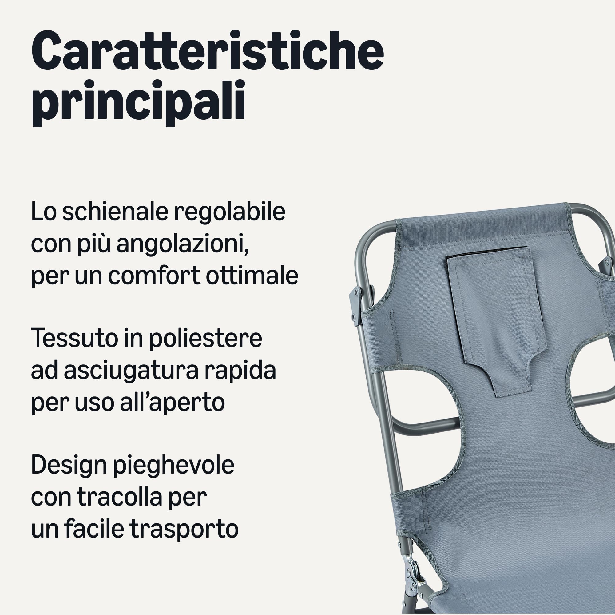 Amazon Basics poltrona da esterno reclinabile grigia pieghevole