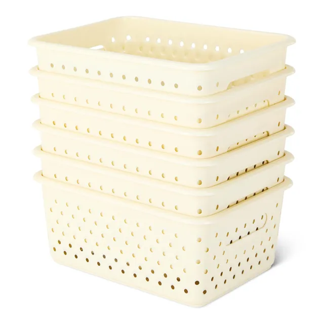 Amazon Basics Cestini Plastica Avorio Set 6 Pezzi