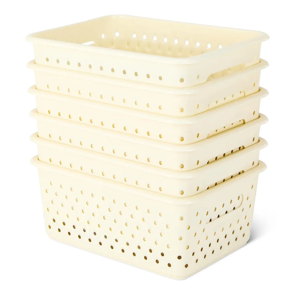 Amazon Basics Cestini Plastica Avorio Set 6 Pezzi