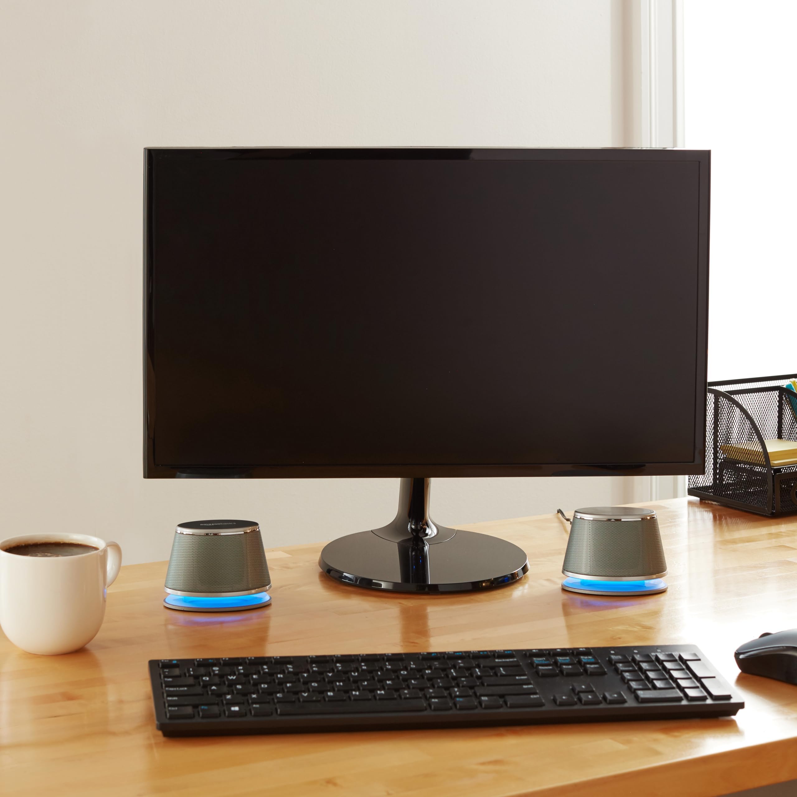 Amazon Basics Altoparlanti PC USB Argento AUX 2.0 Coppia