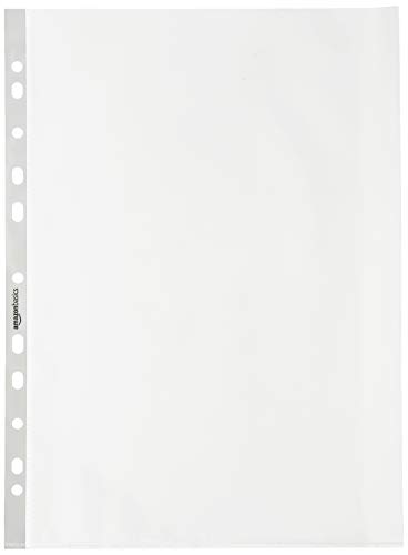 AmazonBasics Buste Forate A4 80 Micron 100 Pezzi Antiriflesso