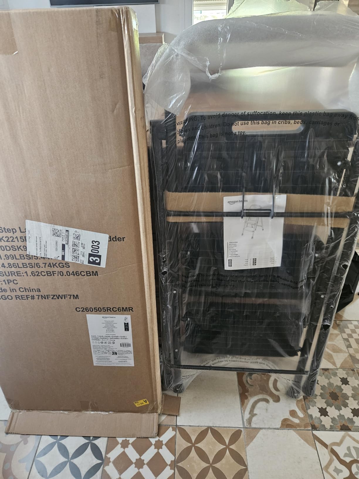 Amazon Basics Scala Pieghevole 3 Gradini Acciaio Nera 150kg