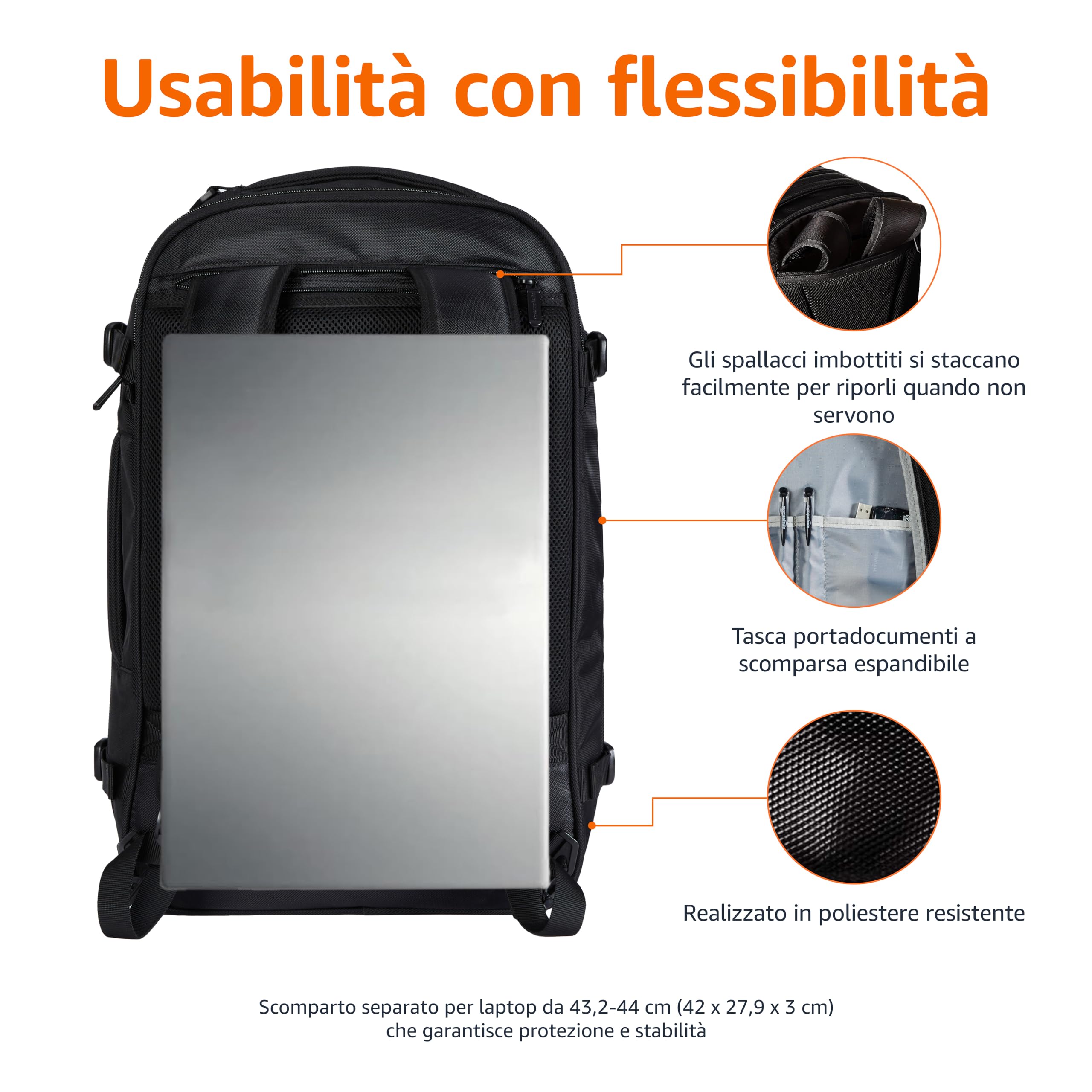 AmazonBasics Zaino da viaggio bagaglio a mano leggero