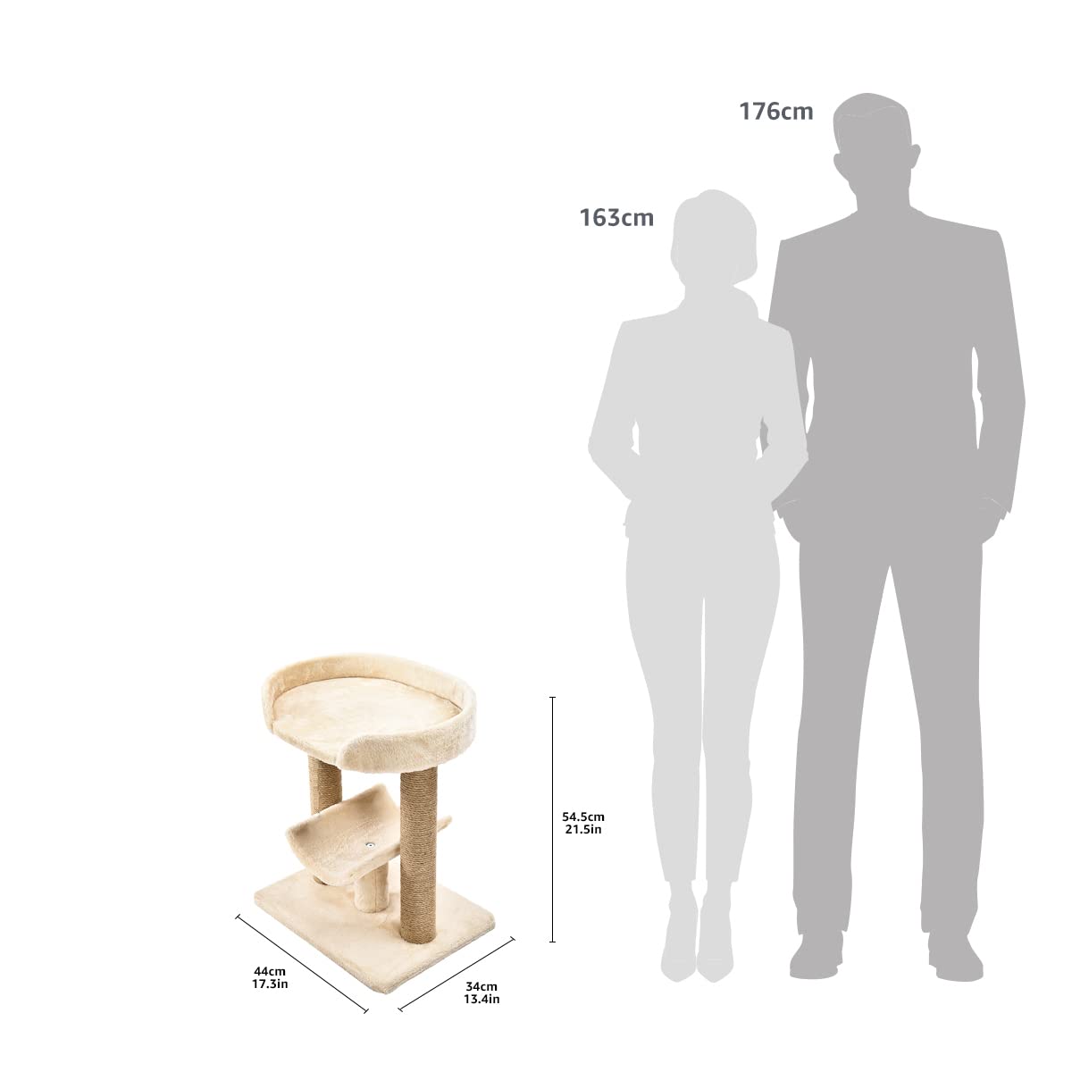 Amazon Basics Albero per Gatti Beige con Tiragraffi Iuta