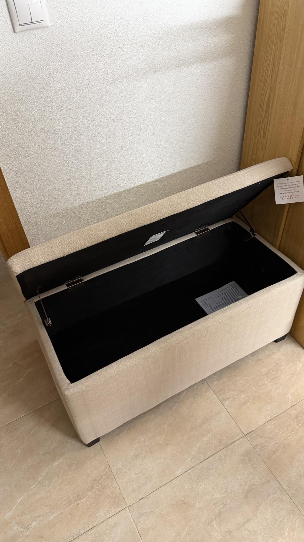 Amazon Basics Panca Contenitore Grigio Chiaro 91 cm in Tessuto