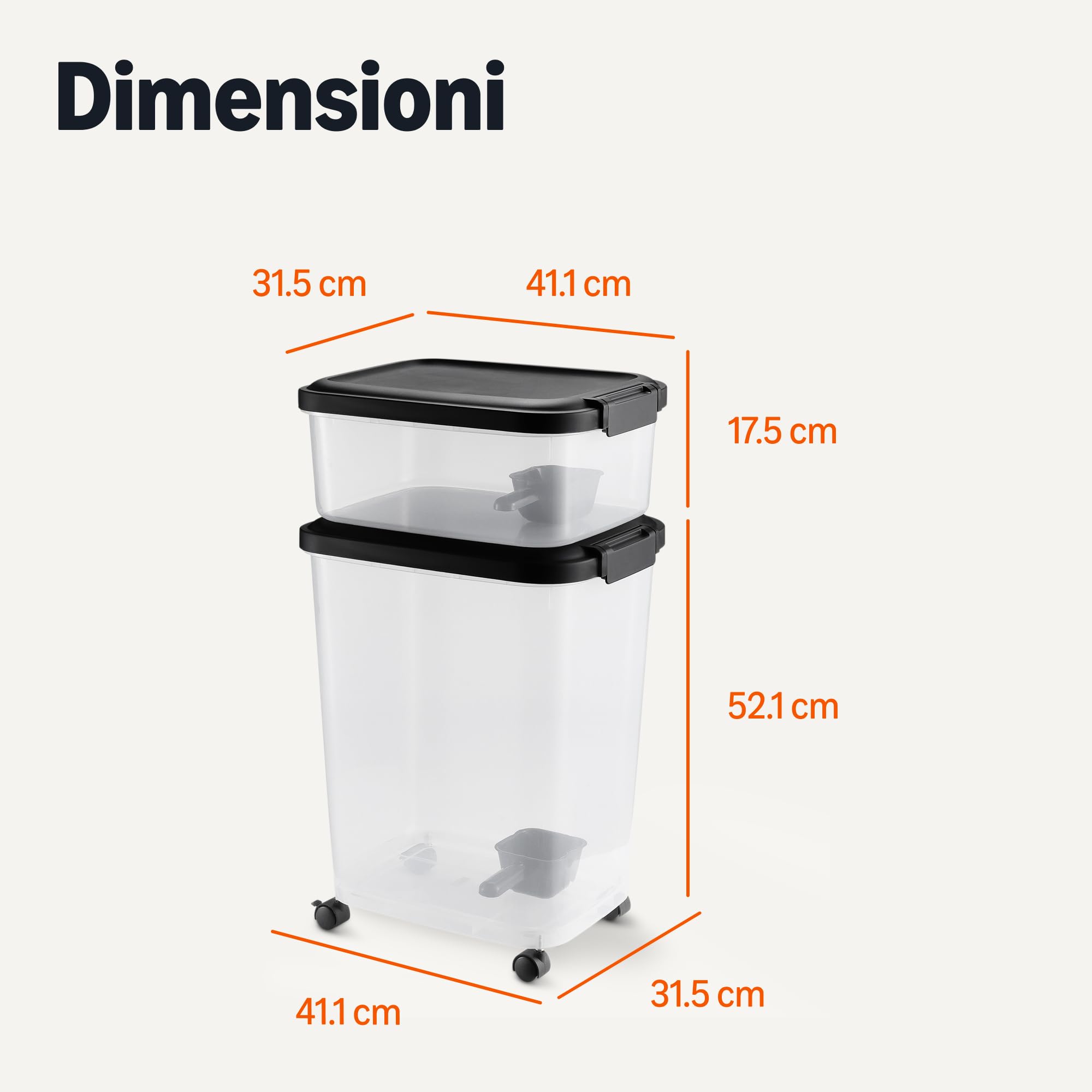 Amazon Basics Contenitori Cibo Animali 15,8+4,5 kg con Ruote