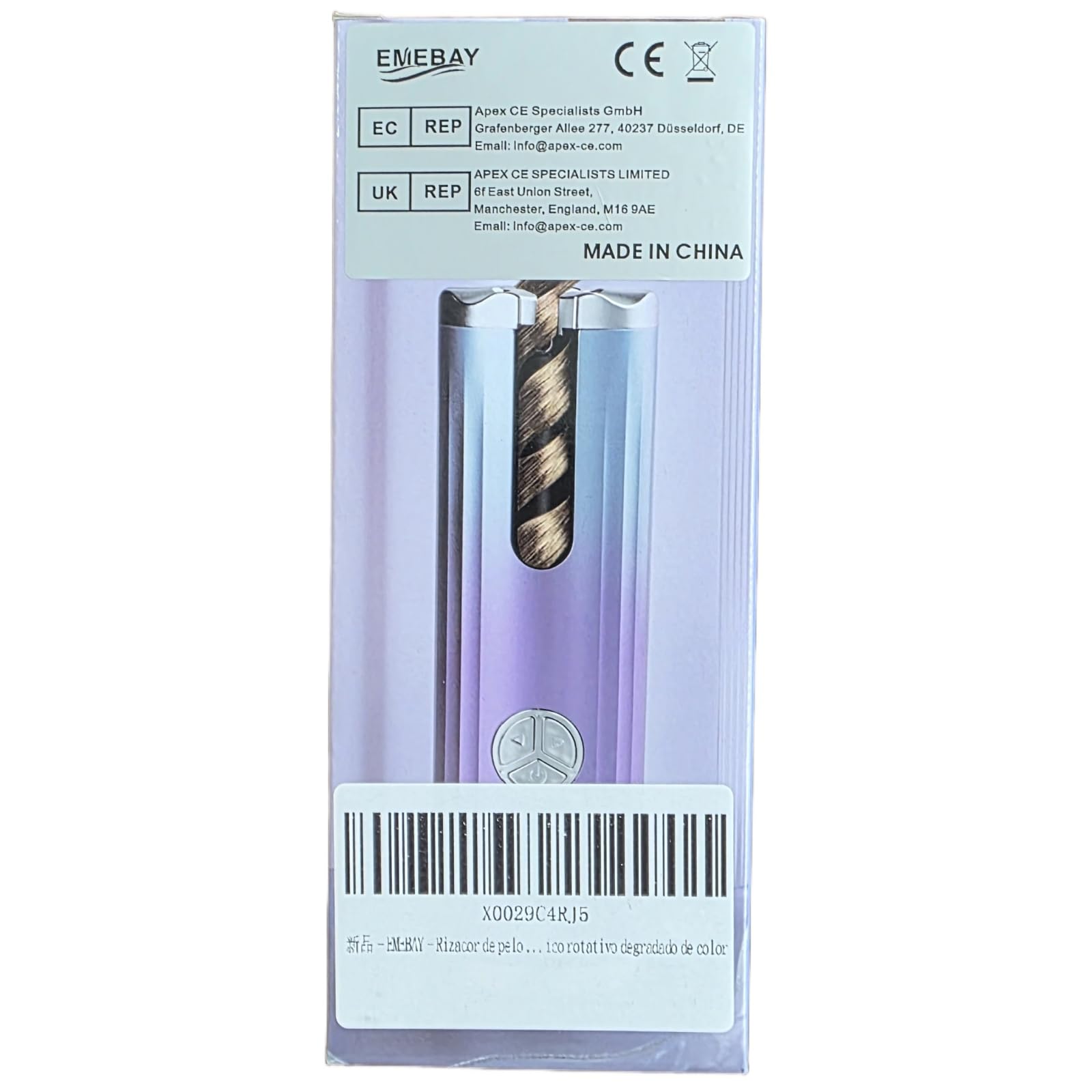 EMEBAY Ferro Arricciacapelli Automatico Senza Fili Ceramica USB