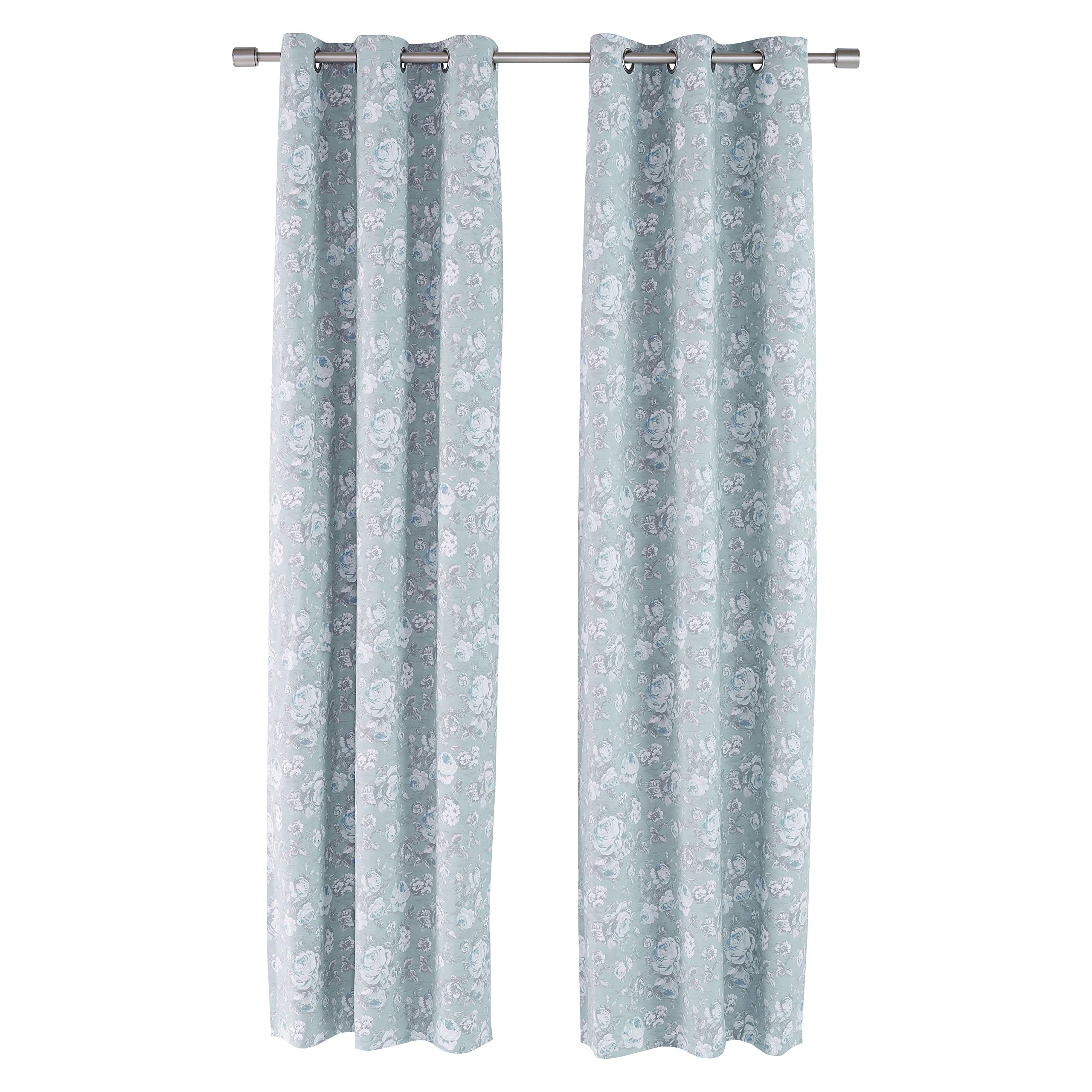 Amazon Basics SilkySoft 42x95 tenda oscurante blu floreale 2 pezzi