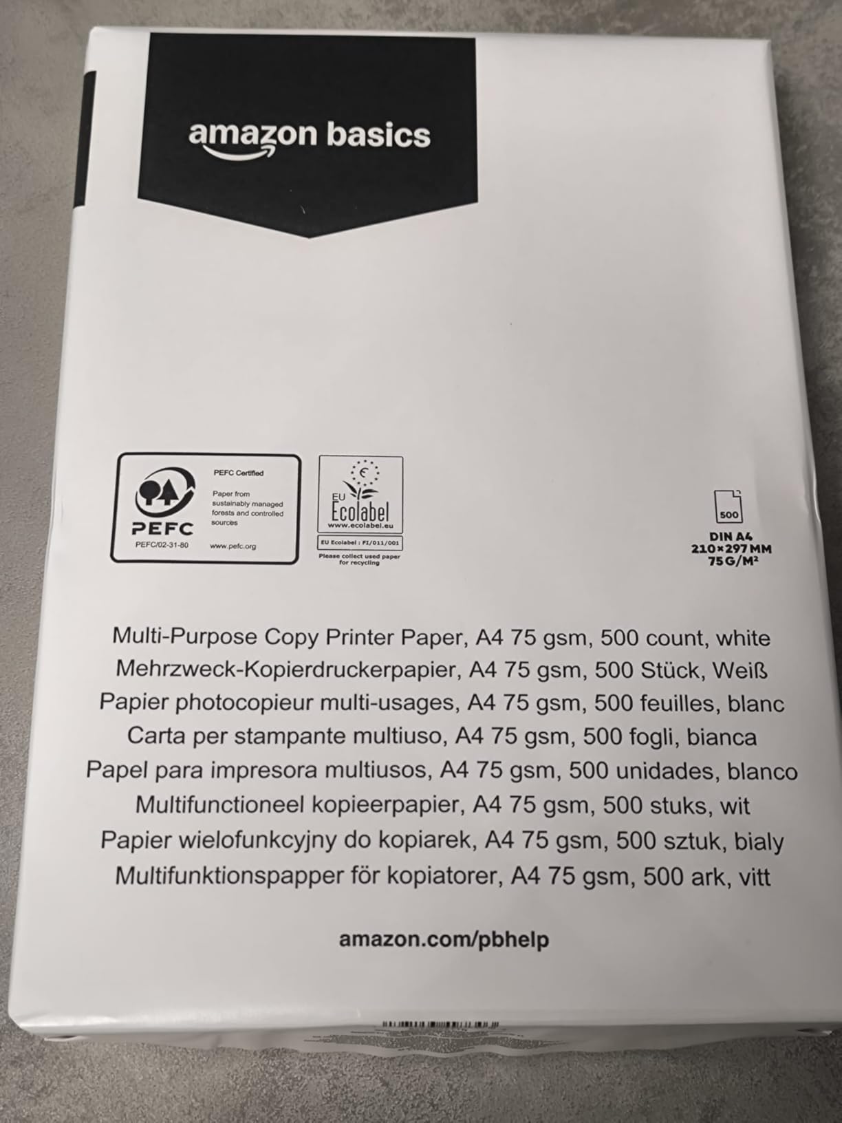 Amazon Basics carta A4 75 g/mq bianca 2500 fogli 5 risme