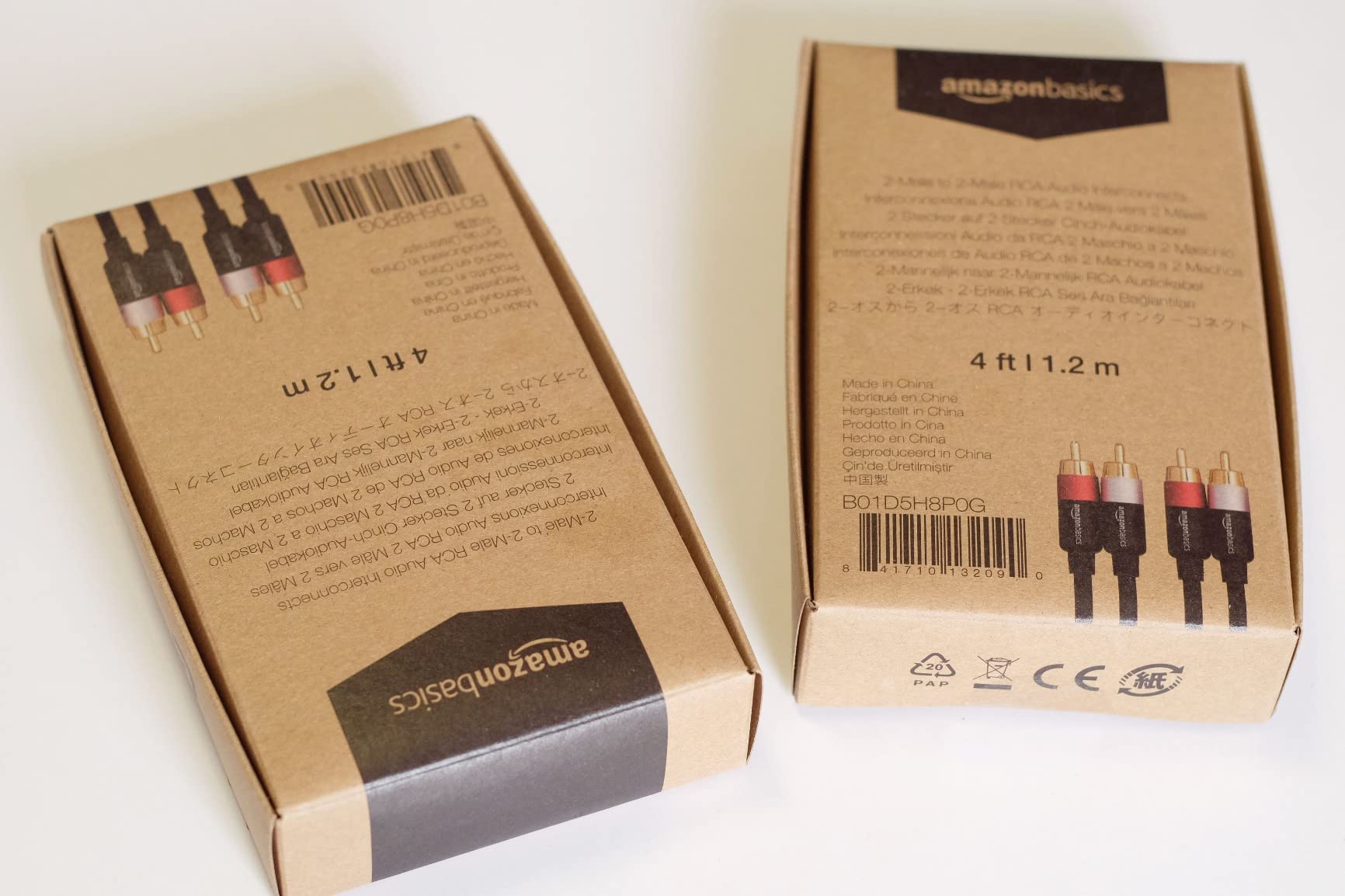 AmazonBasics Cavo Audio RCA 2 Maschi 1,22 m Placcato Oro