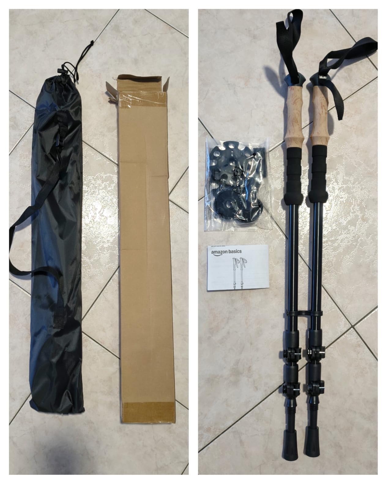 Amazon Basics bastoncini trekking alluminio 134,6 cm neri