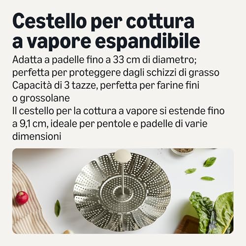 Amazon Basics Cestello Vapore Acciaio 14-23,5cm