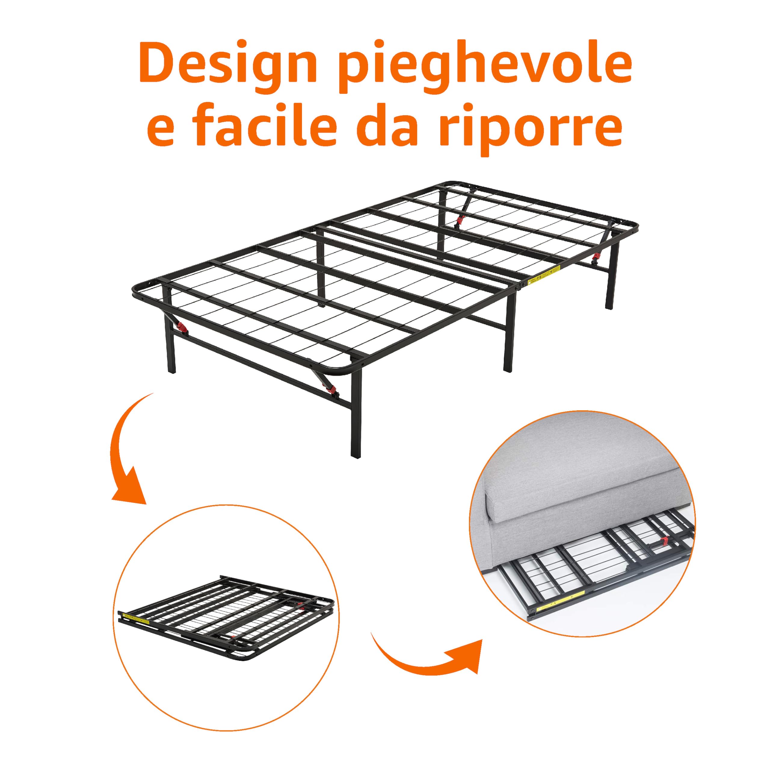 AmazonBasics Base Materasso 90x190 Nero Acciaio
