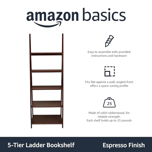 Amazon Basics Libreria a Scala 5 Ripiani Legno Espresso