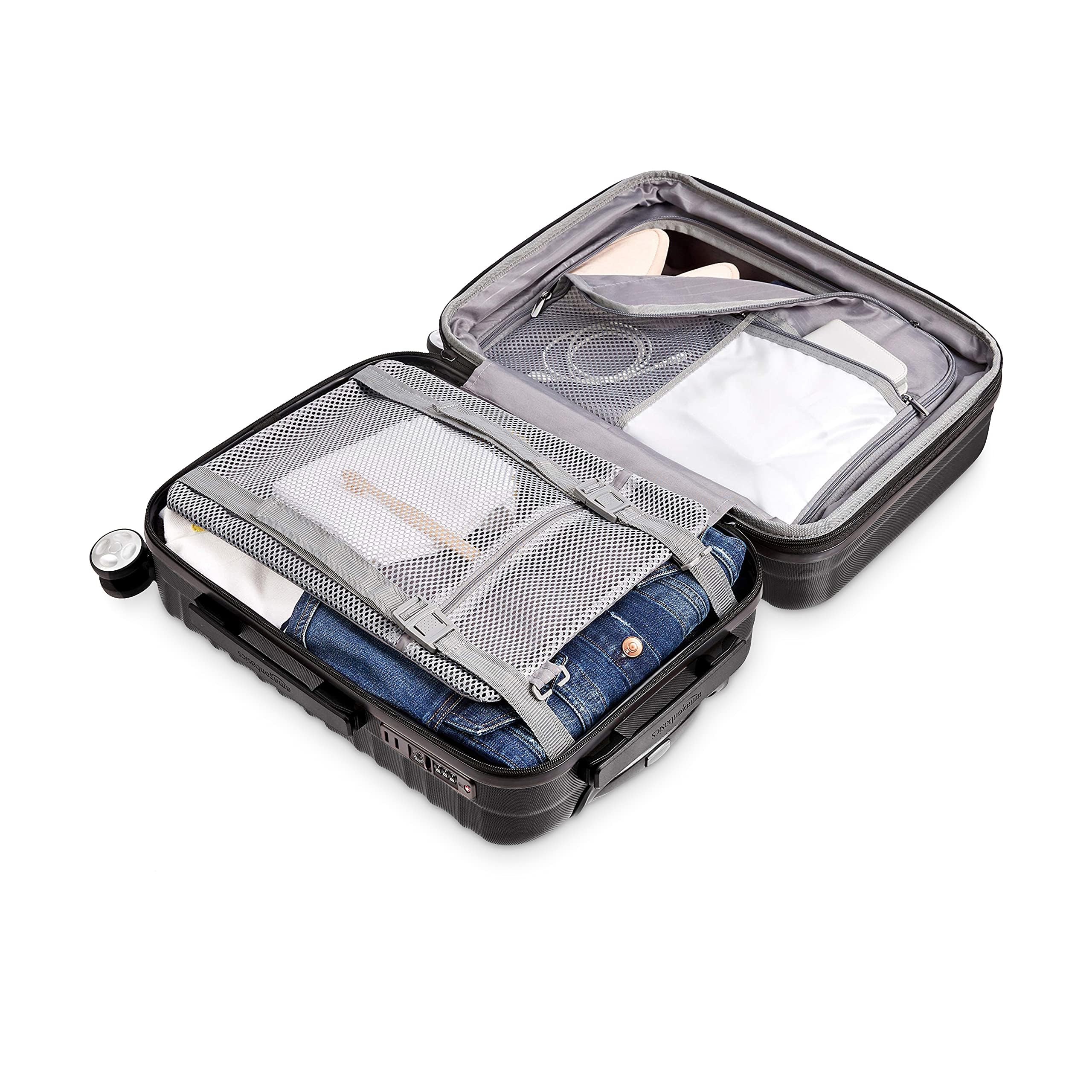 Amazon Basics Set 2 Trolley Rigidi 55+78 cm Nero TSA