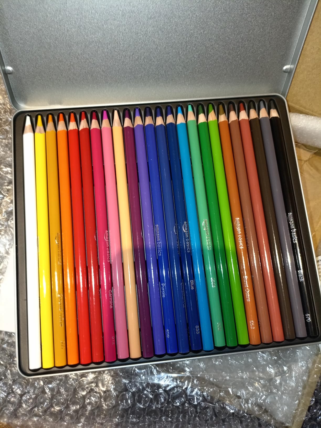 Amazon Basics Matite Colorate 72 Pezzi Scatola Latta