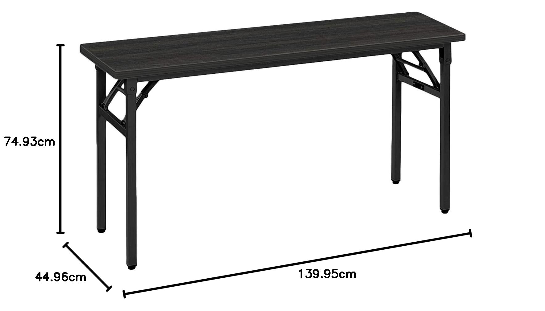 Amazon Basics Tavolo Pieghevole 140 cm Nero Gambe Nere