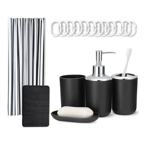 Amazon Basics Set Bagno 6 pezzi tenda doccia nero