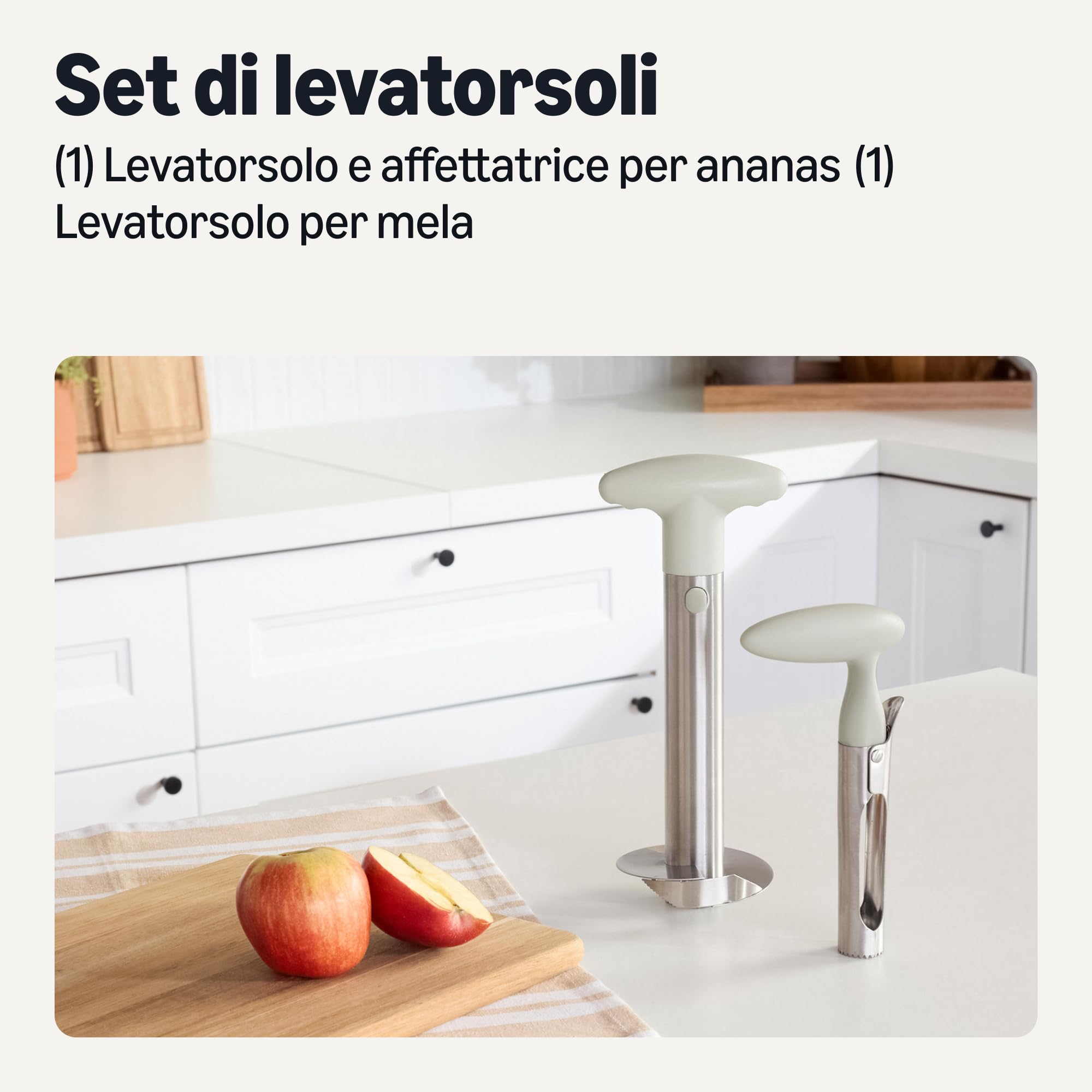 Amazon Basics levatorsoli set 2 pezzi ananas mela acciaio