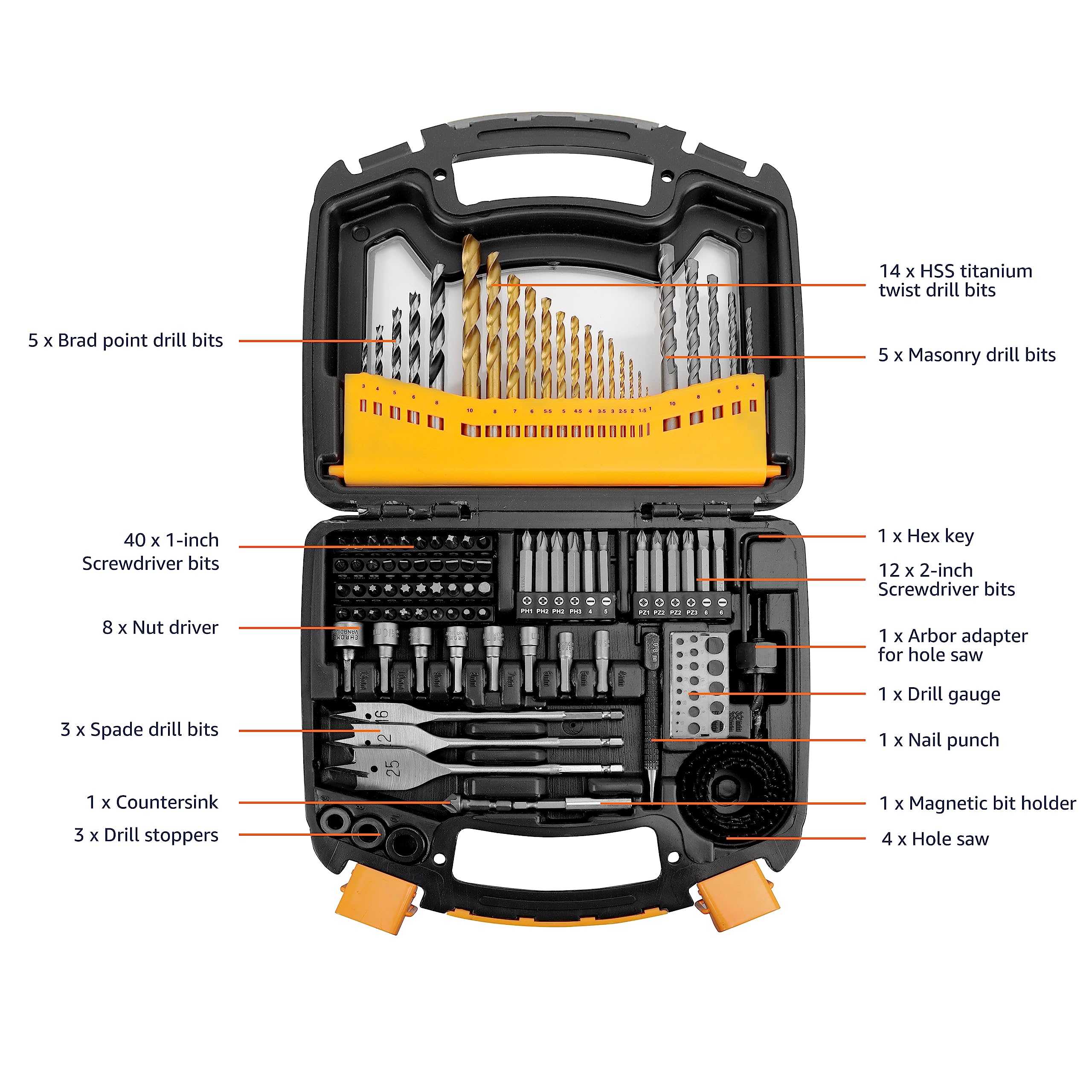 Amazon Basics Set 100 Punte Trapano e Bit Multiuso