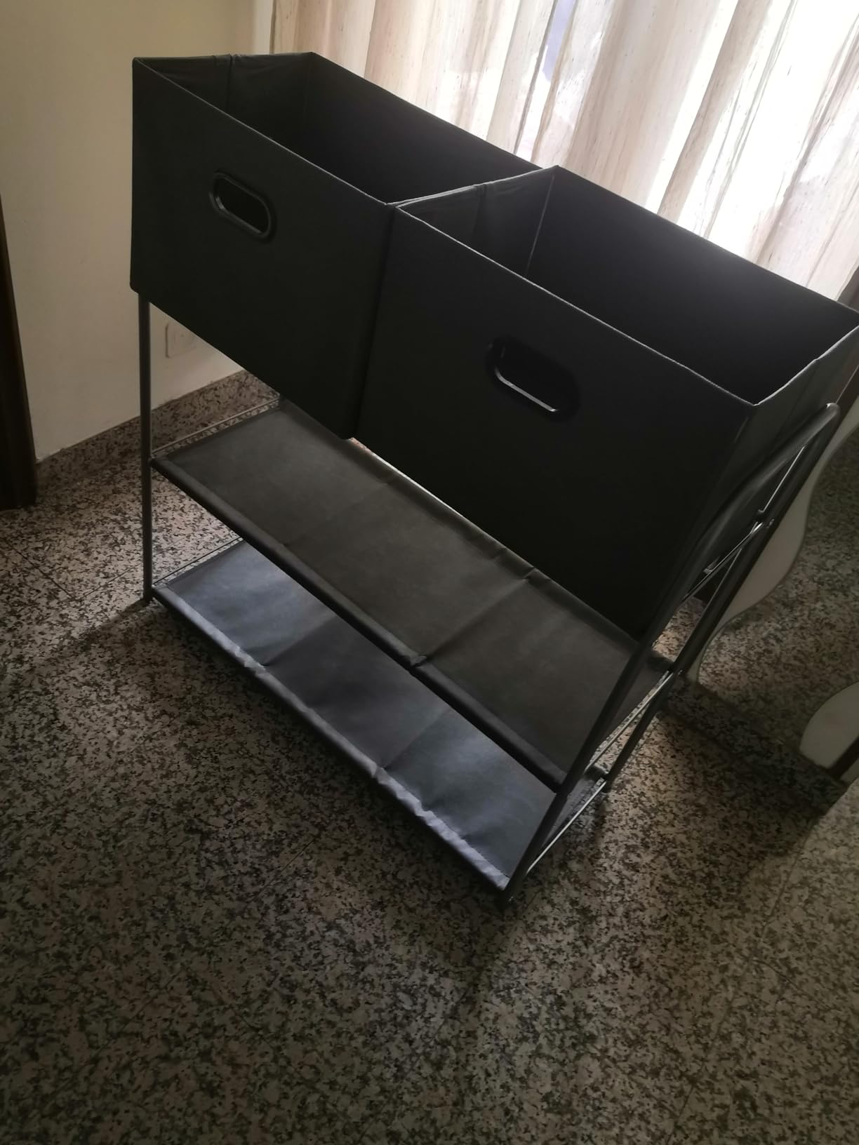 AmazonBasics Organizer Armadio Tessuto Grigio 3 Ripiani 2 Cassetti
