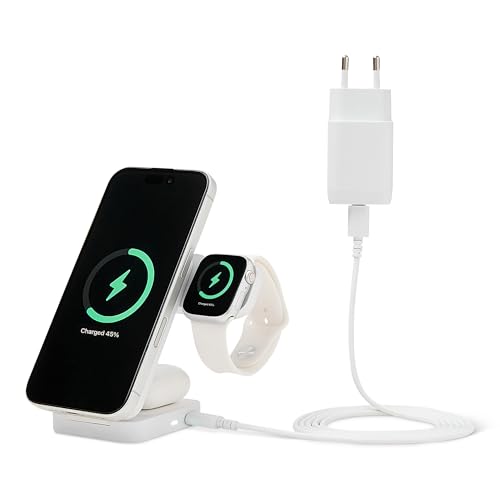 Amazon Basics Stazione Ricarica Wireless 3 in 1 Qi2.2 25W Bianco