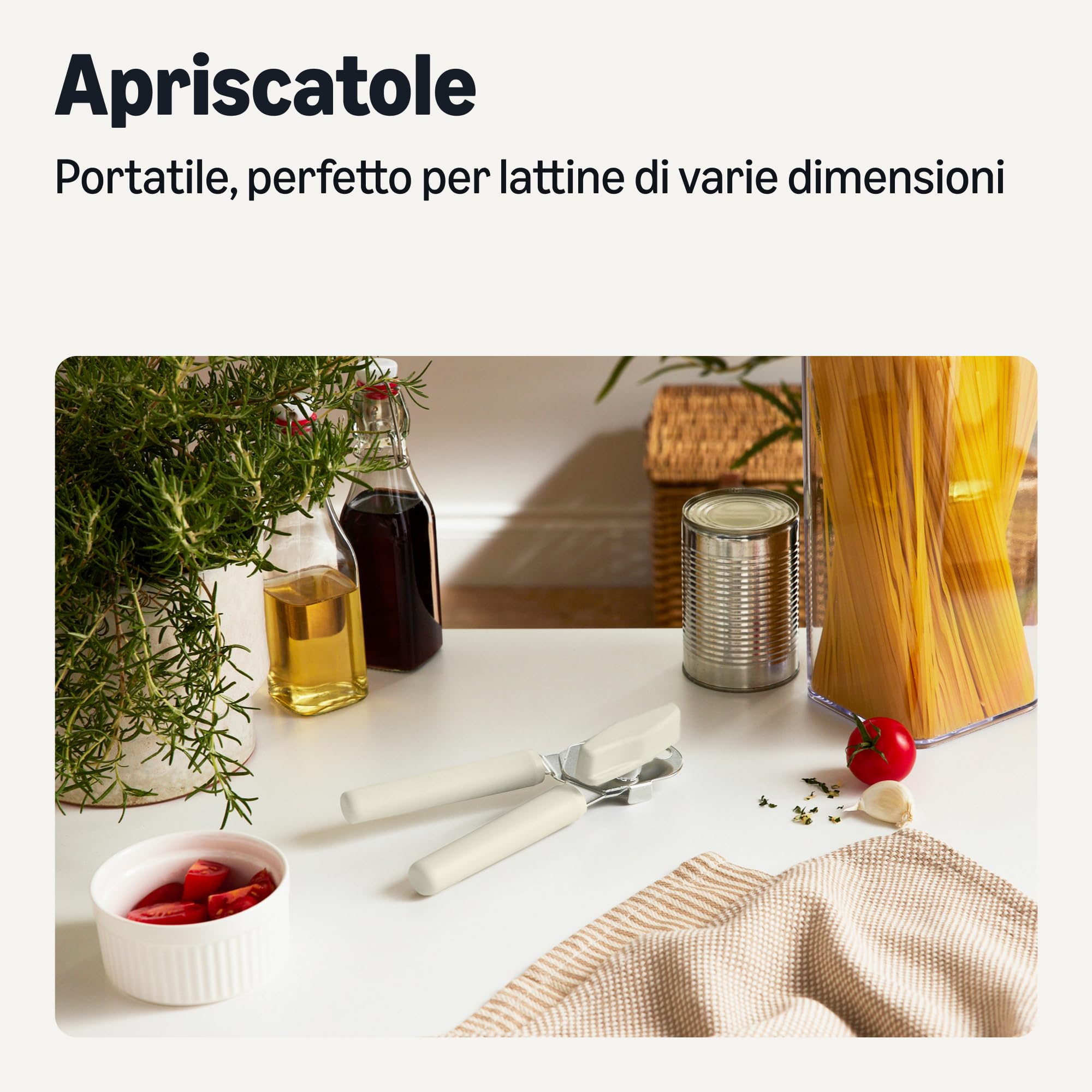 AmazonBasics Apriscatole Manuale Acciaio Inox Grigio Lino