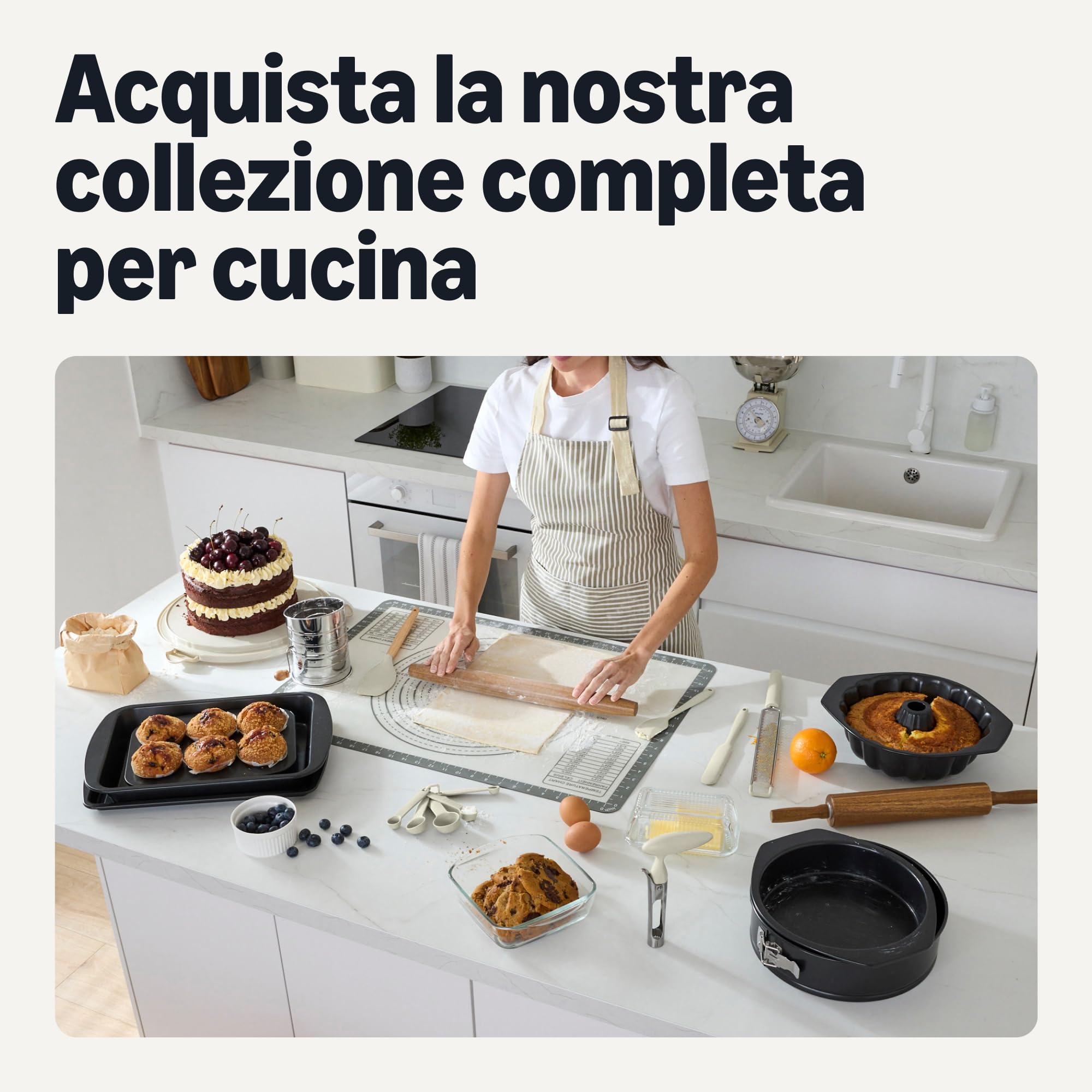 Amazon Basics Set 5 Spatole Silicone Grigio Lino Antiaderenti