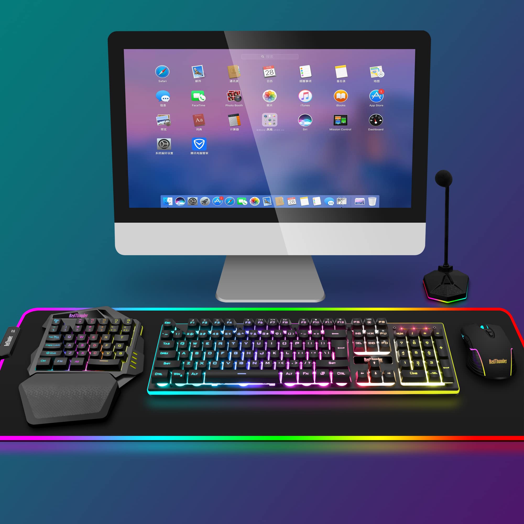 RedThunder G60 Tastiera Gaming a Una Mano Wireless Nera RGB