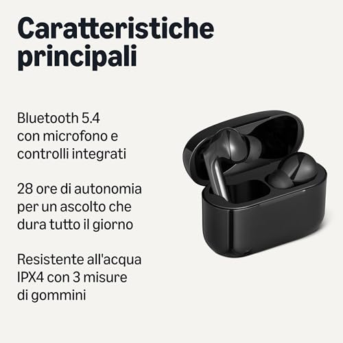 Amazon Basics Bluetooth 5.4 cuffie wireless nero 28 ore IPX4