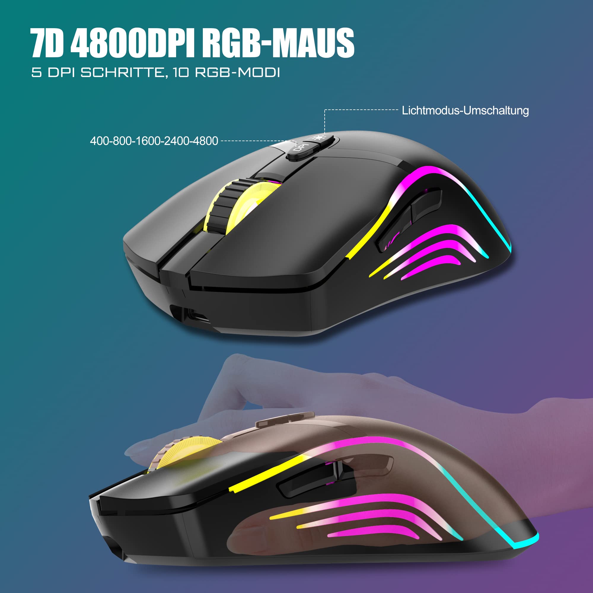 RedThunder K20 set tastiera e mouse wireless nero QWERTZ