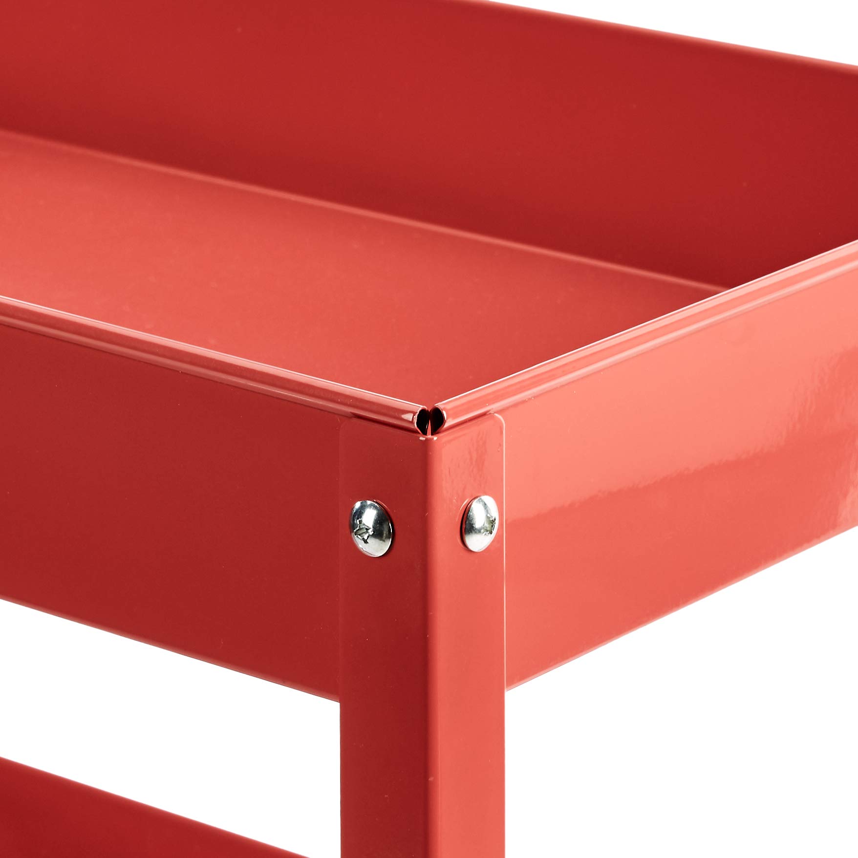 Amazon Basics Carrello Multiuso 3 Ripiani Rosso Acciaio